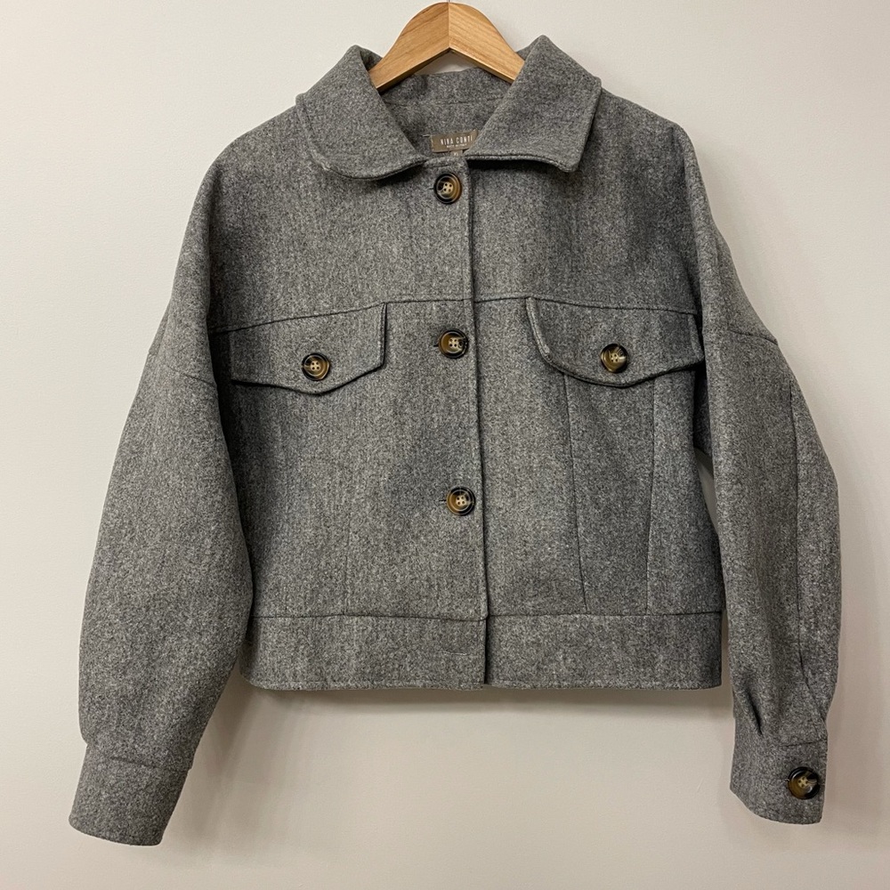 Grey Shacket, Cropped, Boxy, Size XL